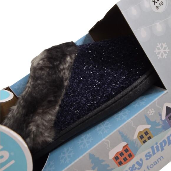 Totes Navy Blue Chenille Hoodback Slippers NEW Women's XL 9-10 - Picture 4 of 5